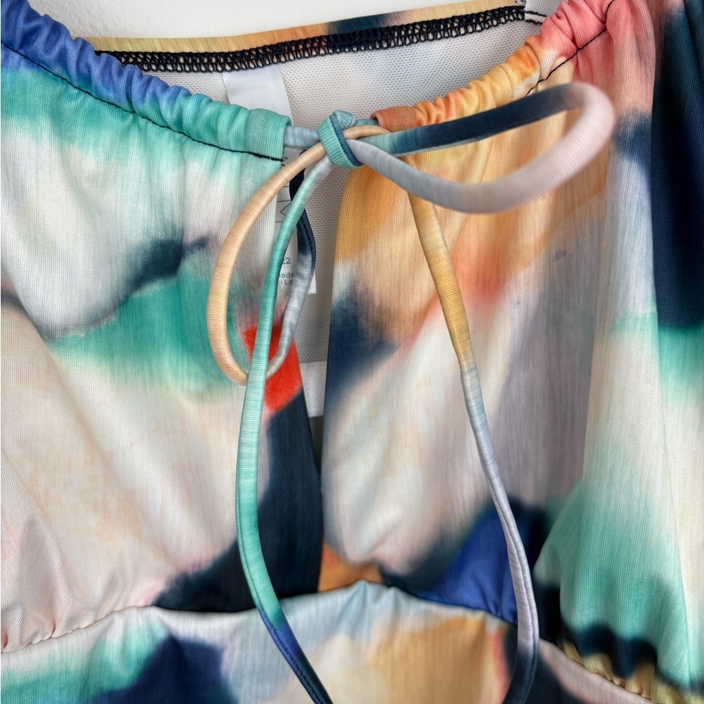 Cacique Lane Bryant Abstract Tankini Top & Swim Skirt size 22 peek-a-boo sexy - Picture 11 of 16